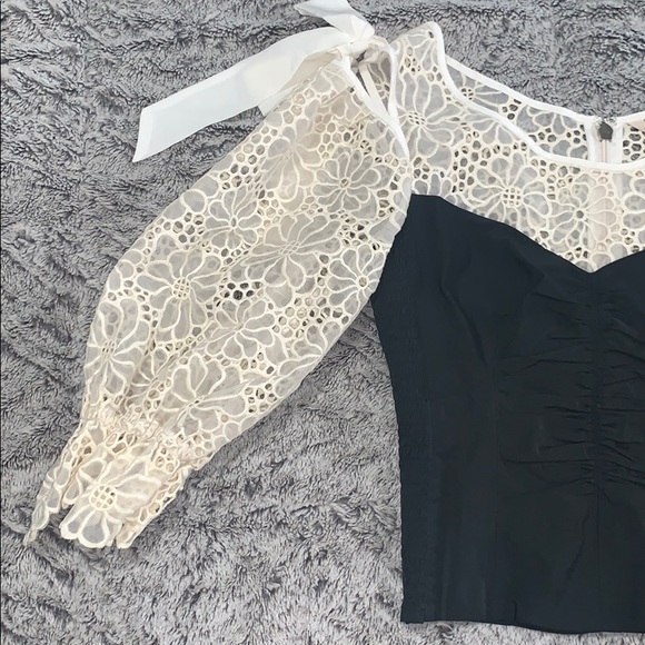 Rebecca Taylor MALORIE EMBROIDERY & TAFFETA TOP - Picture 2 of 7